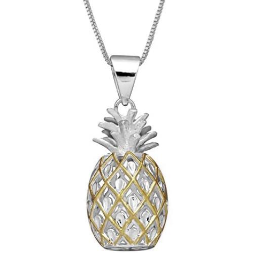 Sterling Silver Medium Pineapple Pendant Necklace, 16+2'' Extender