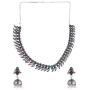 Efulgenz Boho Vintage Antique Ethnic Gypsy Indian Oxidized Silver Crystal Cubic Zirconia Bridal Necklace Earrings Jewelry Set