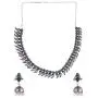 Efulgenz Boho Vintage Antique Ethnic Gypsy Indian Oxidized Silver Crystal Cubic Zirconia Bridal Necklace Earrings Jewelry Set