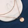 MEMGIFT Dainty 2 Layered Hammered Disc Initial Necklaces for Women Teen Girls Personalized Handmade Stainless Steel Letter Engraved Pendant Necklace Fashion Trendy Cute Delicate Tiny Jewelry