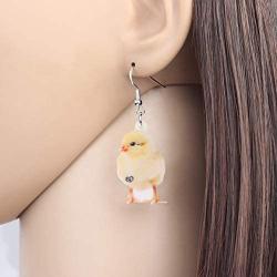 NEWEI Acrylic Sweet Chicken Eggs Chick Earrings Dangle Drop For Women Kids Farm Animal Pet Jewelry Gift Charm