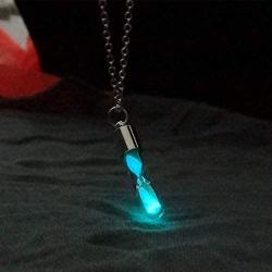 Davitu Cute Time Hourglass Glow in The Dark Pendnat Necklaces Jewelry Wish Glass Bottle Phosphor Glowing Necklaces for Women Gifts 2017 - (Metal Color: CW07561)