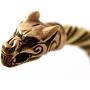 LynnAround Bronze Norse Viking Fenrir Wolf Head Twisted Cable Bangle Cuff Bracelet Arm Ring Pagan Jewelry