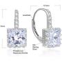 925 Sterling Silver Swarovski Zirconia Princess Cut Leverback Earrings for Women