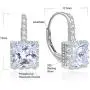925 Sterling Silver Swarovski Zirconia Princess Cut Leverback Earrings for Women 925 Sterling Silver Swarovski Zirconia Princess Cut Leverback Earrings for Women