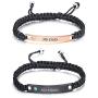 MJartoria Couples Bracelets, Personalized Matching Bracelets for Couples His and Hers, Handmade Rope Braided Rhinestone, Stainless Steel Bracelets for Wife Husband