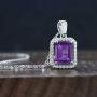 Gem Stone King 925 Sterling Silver Purple Amethyst Pendant Necklace For Women (2.61 Cttw, Gemstone Birthstone, Emerald Cut with 18 Inch Silver Chain)