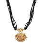 Efulgenz Indian Bollywood Traditional Gold Plated Ruby Emerald/Color CZ Stone Mangalsutra Pendant Necklace Jewelry with Chain for Women