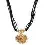 Efulgenz Mangalsutra Indian Gold Plated Multistrand Black Beaded Pearl Pendant Wedding Choker Necklace Jewelry