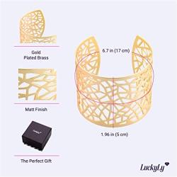 LuckyLy Hollow Bangle Marvelous Open Cuff Style Bracelet For Women, Matt Gold and Silver, One Size Fits All