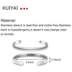 KUIYAI She Believed She Could So She Did Bangle Thin Blue Red Yellow Line Cuff for Women Female Officer Deputy Wife Police Office Gift Dispatcher Gift Firefighter Gift