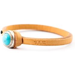 Genuine Italian Leather Bracelet in Multiple Color Combinations | Stone Closure | Handcrafted in Italy (Ginger)
