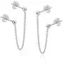 Rare Double Ball Pierced Chain .925 Sterling Silver Earrings Rare Double Ball Pierced Chain .925 Sterling Silver Earrings