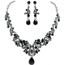 Mlouye Wedding Necklace Sets Earrings Teardrop Leaf Ribbon Vine Statement Jewelry Set