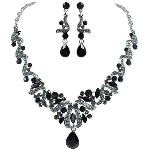 Mlouye Wedding Necklace Sets Earrings Teardrop Leaf Ribbon Vine Statement Jewelry Set Mlouye Wedding Necklace Sets Earrings Teardrop Leaf Ribbon Vine Statement Jewelry Set