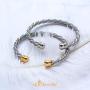 555Jewelry Adjustable Twisted Wire Cable Open Cuff Bangle Bracelet for Women & Girls