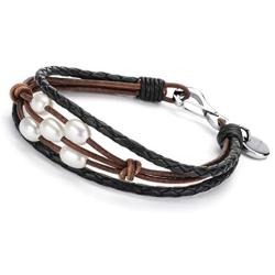 WESTMIAJW Braided Leather Wrap Bracelet for Women Girls Pearls Leather Bracelets Jewelry 18.5/20cm