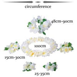 Udalyn Hawaiian Luau Flower Leis Jumbo Necklaces Bracelets Headband Anklets Set 6-7 Pack