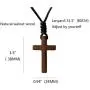 Natural Walnut Wood Cross Pendant Necklace for Men Women Children Kids Boy Girl Gift Necklace Wooden Car Rearview Mirror Pendant