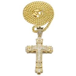 maket 2018 Mens Fashion Jewelry 18K Gold / 925 Silver Plated Diamond Stainless Steel Cross Pendant Necklace Chain