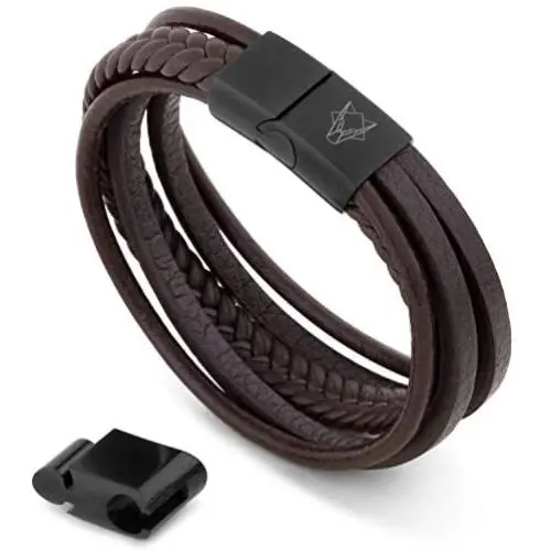 Akitsune Pax Leather Bracelet | Link Bangle Trinket Women Magnetic Bracelet - Silver Matte Black Akitsune Pax Leather Bracelet | Link Bangle Trinket Women Magnetic Bracelet - Silver Matte Black
