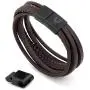 Akitsune Pax Leather Bracelet | Link Bangle Trinket Women Magnetic Bracelet - Silver Matte Black Akitsune Pax Leather Bracelet | Link Bangle Trinket Women Magnetic Bracelet - Silver Matte Black