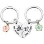 CYTING Her Stitch His Angel Puzzle Piece Keychain Set with Hibiscus Flower Charm Hawaiian Jewelry Gift for Couples Family Best Friends