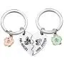 CYTING Her Stitch His Angel Puzzle Piece Keychain Set with Hibiscus Flower Charm Hawaiian Jewelry Gift for Couples Family Best Friends