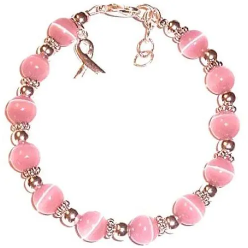Hidden Hollow Beads Cancer Awareness Beaded Pink Breast Cancer or Multi Colored Bracelet, Strong, 7 3/4 Inches Long With Extender, Fits Most Wrists Hidden Hollow Beads Cancer Awareness Beaded Pink Breast Cancer or Multi Colored Bracelet, Strong, 7 3/4 Inches Long With Extender, Fits Most Wrists
