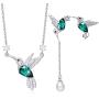 CDE Jewelry Sets Hummingbird S925 Sterling Silver Pendant Necklace Pearl Earrings Set Embellished with Austrian Crystals Birthday Mothers Day Jewelry Gifts for Mom Women Girls