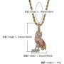 Moca Jewelry Hip Hop Iced Out Bling Personality Owl Pendent 18K Gold Plated Chain Necklace for Men Women