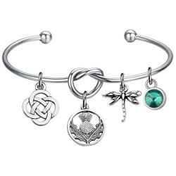 WSNANG Outlander Inspired Jewelry Scottish Thistle Dragonfly Charm Love Knot Bracelet Outlander Fans Gift