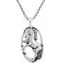 Powerful Oval-Shaped Stallion .925 Sterling Silver Horse Pendant Necklace