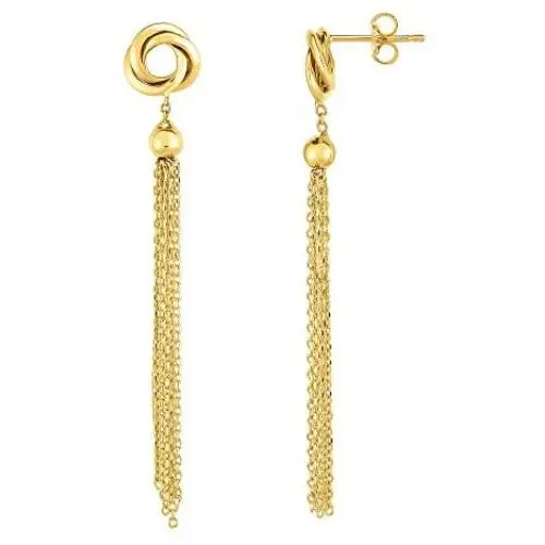14K Gold Yellow Love Knot Tassel Earrings 14K Gold Yellow Love Knot Tassel Earrings