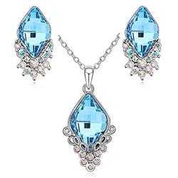 Majesto Jewelry Set – Sky Blue Necklace Pendant Earrings for Women Teen Little Girls - Fashion Prime Gift 18K Gold Plated