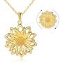 LUHE S925 Sterling Silver Sun Flower Ladybug Pendant Necklace Jewelry Gifts for Girlfriend Mom