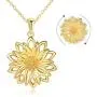LUHE S925 Sterling Silver Sun Flower Ladybug Pendant Necklace Jewelry Gifts for Girlfriend Mom