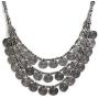 Saissa Oxidised Metal Silver Plated Multi-strand Coins Necklace Indian Jewelry for Women