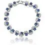 Feraco Blue Tennis Cubic Zirconia Bracelet for Mom Daughter Womens Classic 14K Plated Sapphire Bangle Crystal Jewelry Gifts