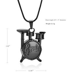 Unique Drum Set Music Charm Necklace Urn Pet/Human Cremation Pendant Necklace Jewelry for Ashes Cremation Jewelry