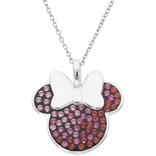 Disney Womens Jewelry Minnie Mouse Silver Plated Multi Pink Crystal Pendant, 18'' Disney Womens Jewelry Minnie Mouse Silver Plated Multi Pink Crystal Pendant, 18''