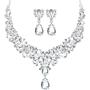 Hicarer Bridal Teardrop Cluster Crystal Jewelry Set for Women Necklace Earrings Wedding