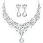 Hicarer Bridal Teardrop Cluster Crystal Jewelry Set for Women Necklace Earrings Wedding