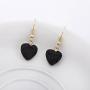 SENFAI 12mm Heart Black Lava-Rock Essential Oil Diffuser Dangle Earrings 3 Tone