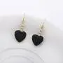 SENFAI 12mm Heart Black Lava-Rock Essential Oil Diffuser Dangle Earrings 3 Tone