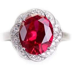Alexs Wish List Lab Created Ruby Halo Ring in 14K White Gold Plated Adjustable Size