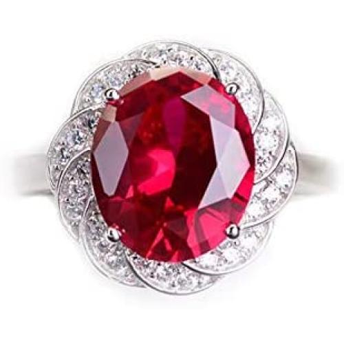 Alexs Wish List Lab Created Ruby Halo Ring in 14K White Gold Plated Adjustable Size