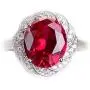 Alexs Wish List Lab Created Ruby Halo Ring in 14K White Gold Plated Adjustable Size