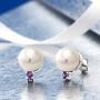 Gem Stone King 925 Sterling Silver Pink Cultured Freshwater Pearls and Purple Amethyst Women Earrings