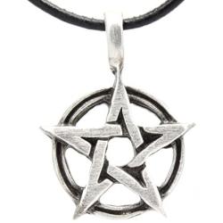 Trilogy Jewelry Pewter Classic Pagan Wiccan Pentagram Pendant on Leather Necklace